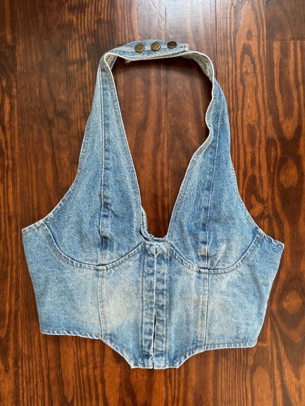 Edikted Katrina Lace-Up Denim Corset Halter Top